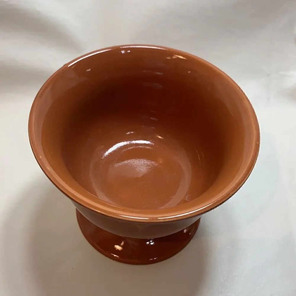 Tuscan Pumpkin Orange Color Dessert Sorbet Cereal Serve Bowl Foot Pedestal Set 2 - Picture 3 of 16
